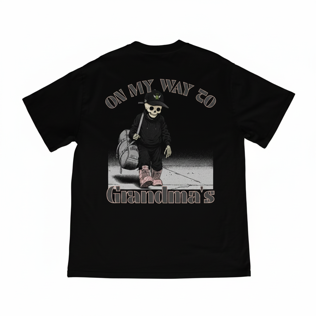 Grandma's Long Walk Tee (Black & Pink)